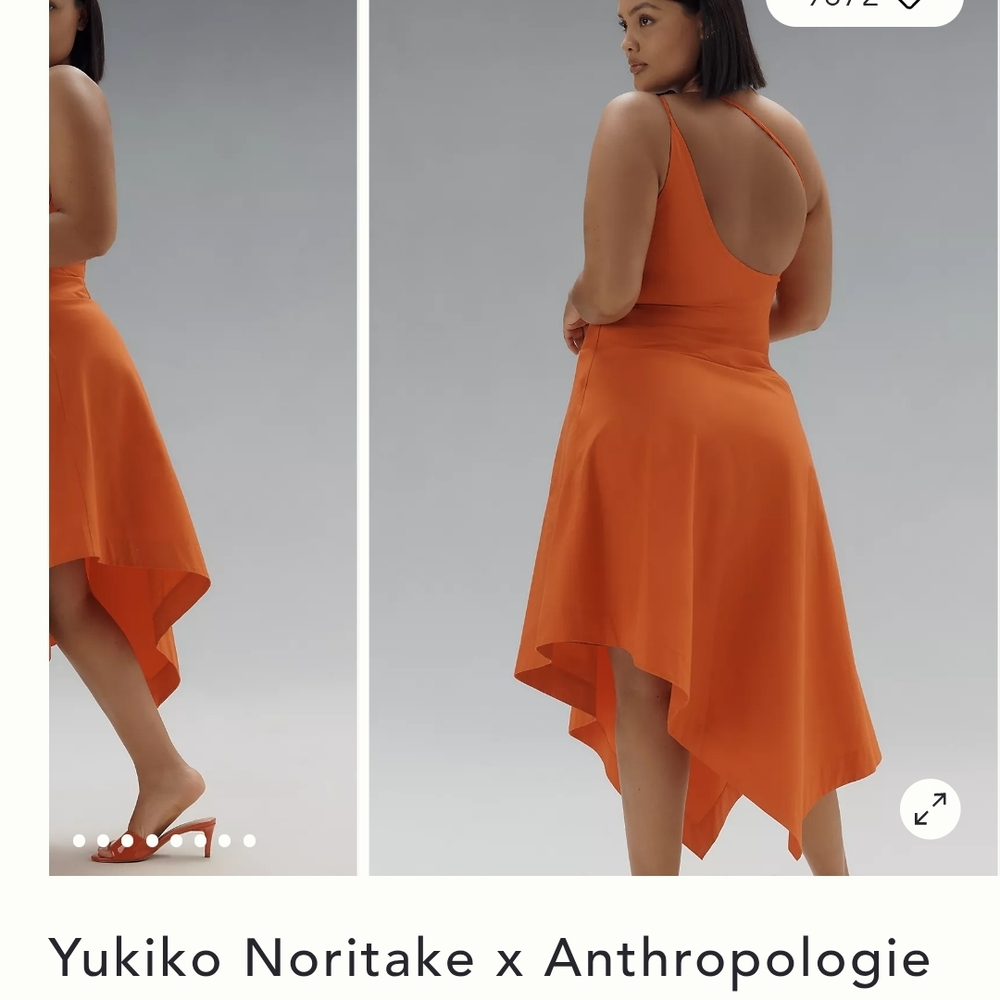 Anthropologie Orange Asymmetrical Sundress Spaghetti Strap